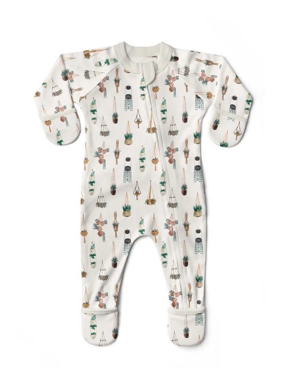 NWT Goumi Kids Macrame Baby Footie Size NB Neutral Zippy Jumpsuit Bamboo